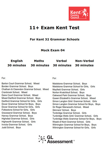 Kent grammar schools exam - schools,