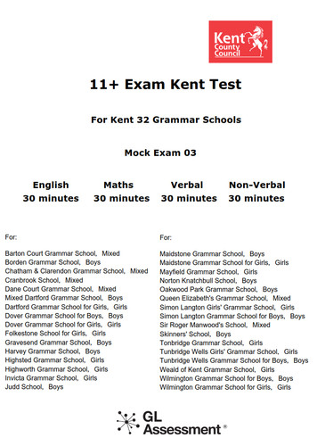 Kent grammar schools exam - kent,