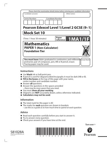 Gcse edexcel mock set - set, 10
