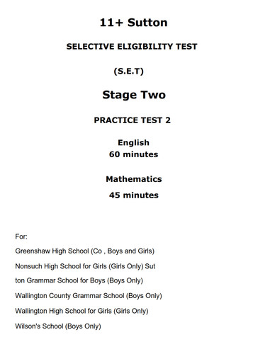 Plus sutton selective - 11+,