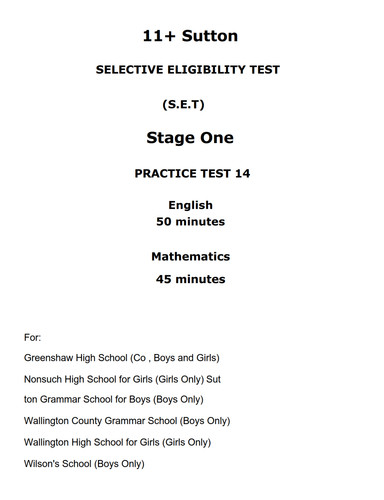 Sutton grammar schools - grammar, 11+