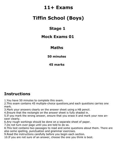 Tiffin school exams eleven - tiffin,